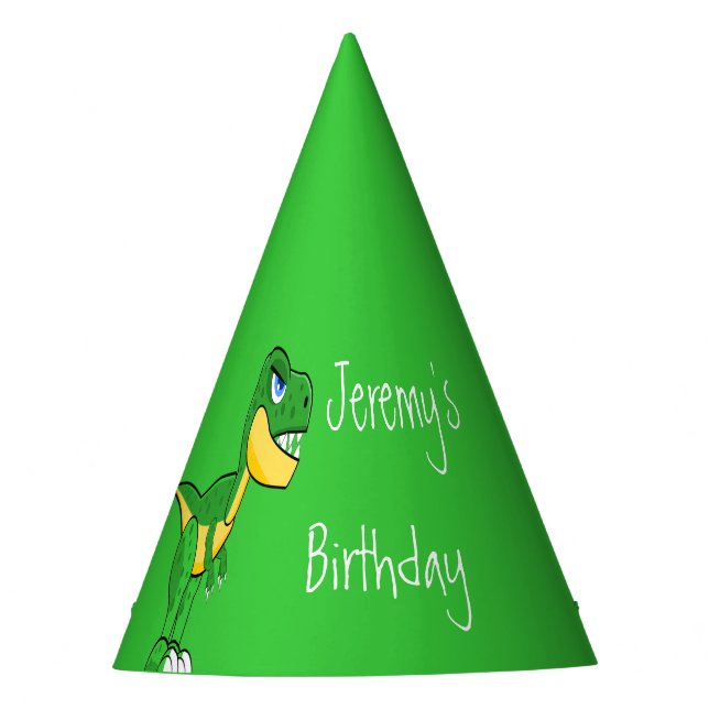 Dinosaur Cute Boys Birthday Party Hat (Front)