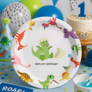 Dinosaur / Cute Dino Boy Birthday  Paper Plate