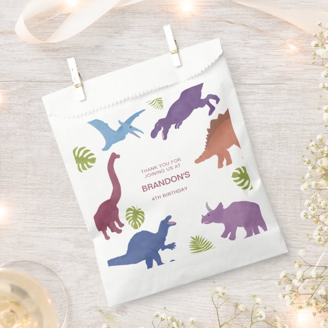 Dinosaur Cute Dino Kid Birthday Party Favour Bag (Clipped)