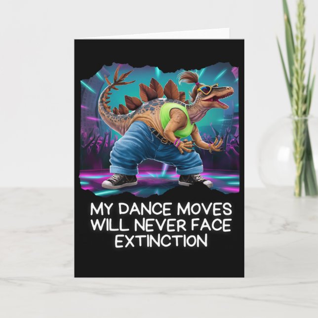 Dinosaur Dance Funny Dancing Dino  Card (Front)