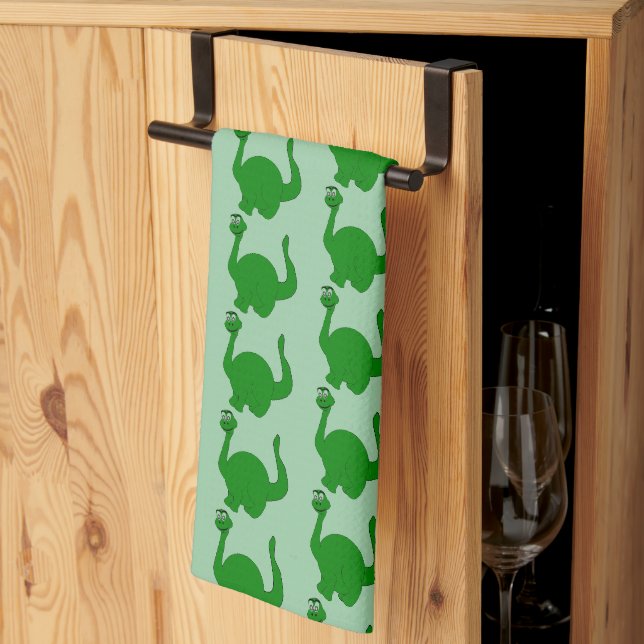 Dinosaur Design Any Colour Background Kitchen Towel (Thirds Fold)