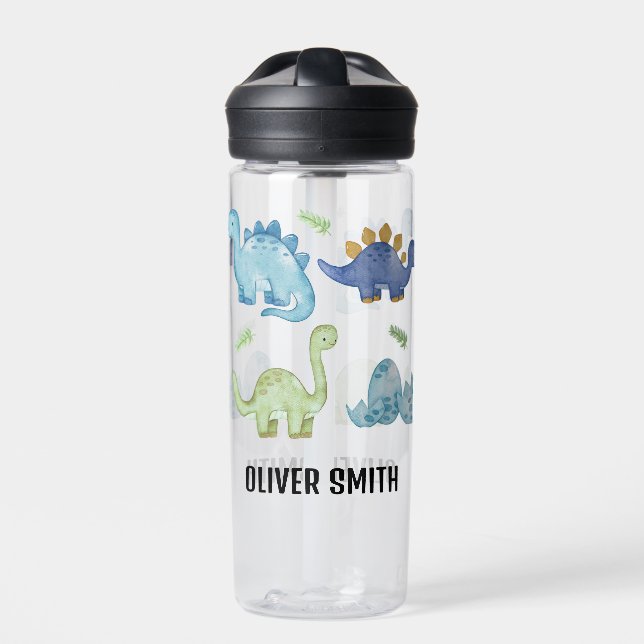 Dinosaur Design Drinkware Custom Name Water Bottle (Front)