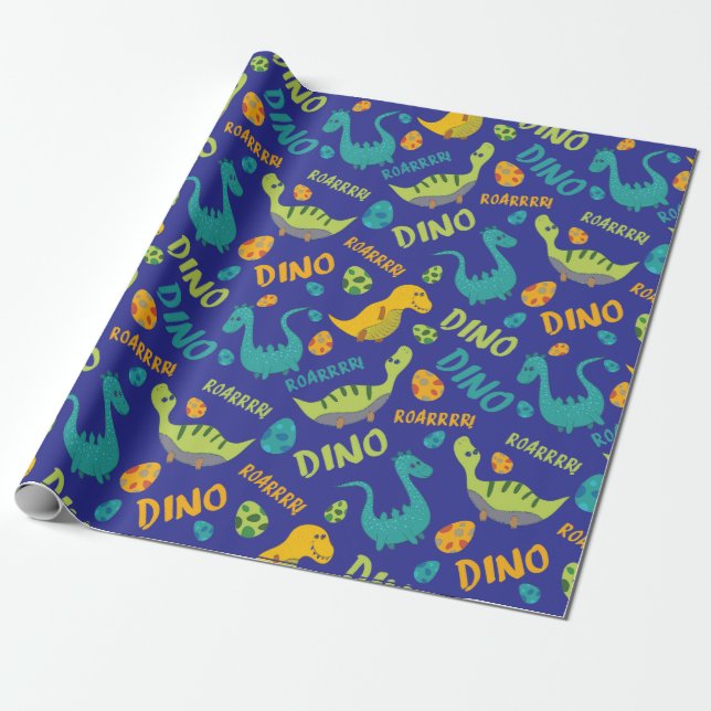 Dinosaur Design Wrapping Paper (Unrolled)