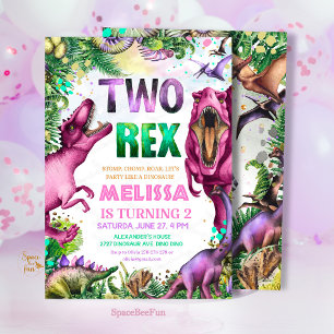 Dinosaur DEUX Rex Invitation Dinosaur Parti créé