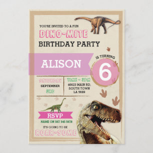 Dinosaur Dig Anniversaire T-Rex Dino Invitation ro