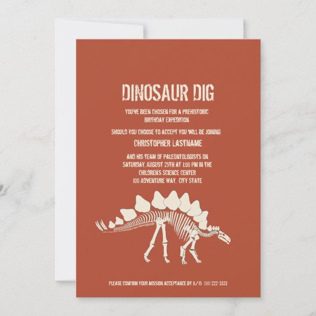 Dinosaur Dig Birthday Invitation (Front)