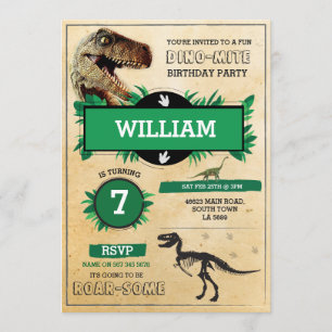Dinosaur Dig Birthday Party T-Rex Dino Invite
