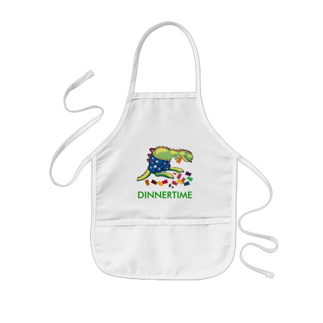Dinosaur dinnertime kids apron (Front)