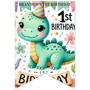 Dinosaur Dino 1st Birthday Party  Bunting Flags