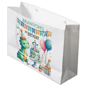 Dinosaur Dino 1st Birthday Party Large Gift Bag