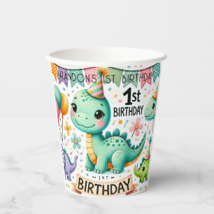 Dinosaur Dino 1st Birthday Party Paper Cups