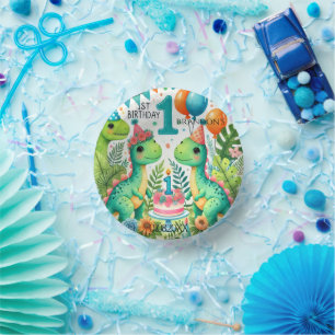 Dinosaur Dino 1st Birthday Party  Paper Plate