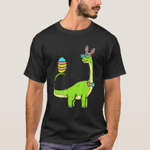 Dinosaur Dino Brontosaurus Bunny Ears Egg Easter D T-Shirt