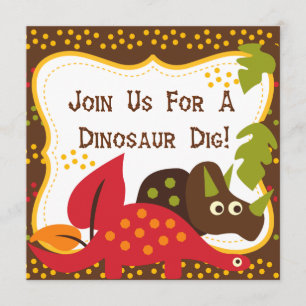 Dinosaur Dino Dig Birthday Invitations
