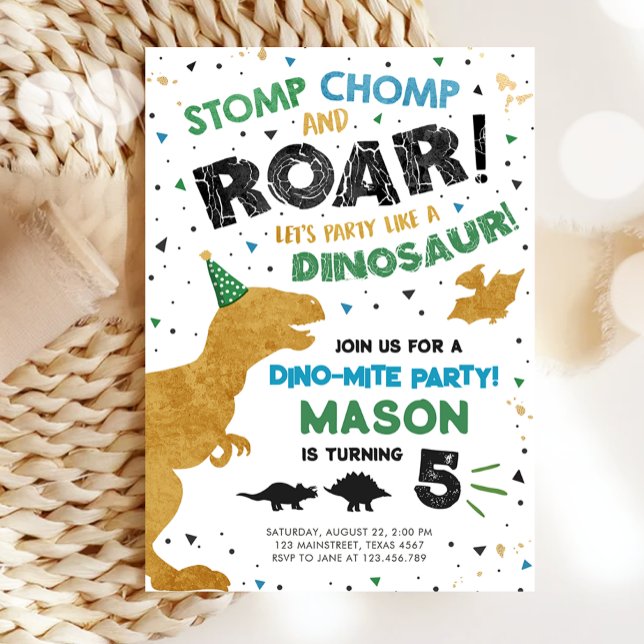 Dinosaur Dino Dig Boy T-Rex Birthday Party Invitation (Creator Uploaded)