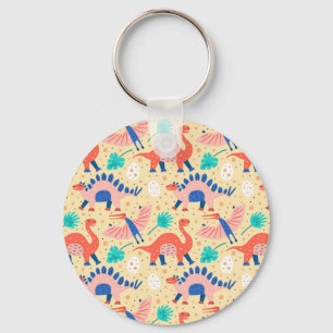 Dinosaur Dino Eggs Brontosaurus Pattern Keychain