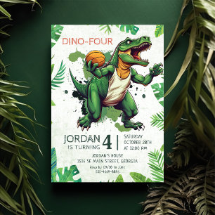 Dinosaur Dino-Four 4th Birthday Party  Invitation