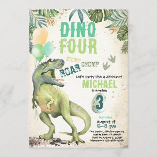 Dinosaur Dino Four invitation