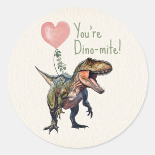 Dinosaur Dino-mite Classroom Valentine Classic Round Sticker
