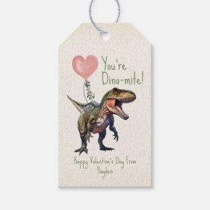 Dinosaur Dino-mite Classroom Valentine  Gift Tags