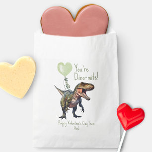 Dinosaur Dino-mite Green Classroom Valentine Photo Favour Bag