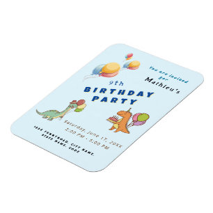 Dinosaur dino party kids birthday blue funny magnet