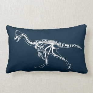 Dinosaur, Dino, Saurus Skeleton Illustration Lumbar Pillow