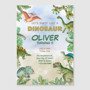 Dinosaur Dino T-rex Birthday Invitations Magnetic