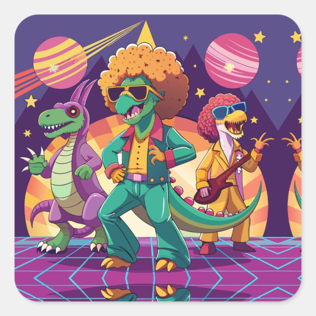 Dinosaur Disco Dig Foam Boards Square Sticker (Front)