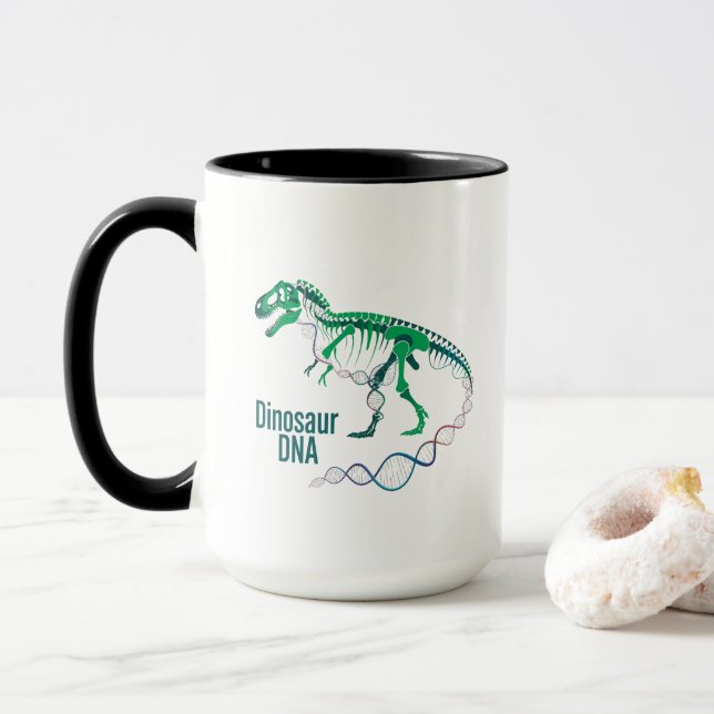 Dinosaur DNA Skeleton - Prehistoric Genetic Code Mug (With Donut)