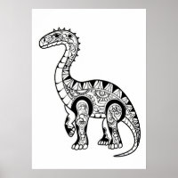 Dinosaur doodle sketch art.