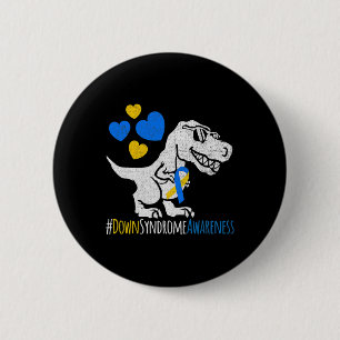 Dinosaur Down Syndrome Awareness Blue And Yellow 1 2 Inch Round Button