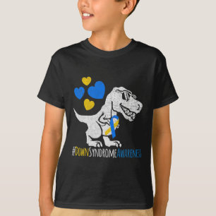 Dinosaur Down Syndrome Awareness Blue And Yellow 1 T-Shirt