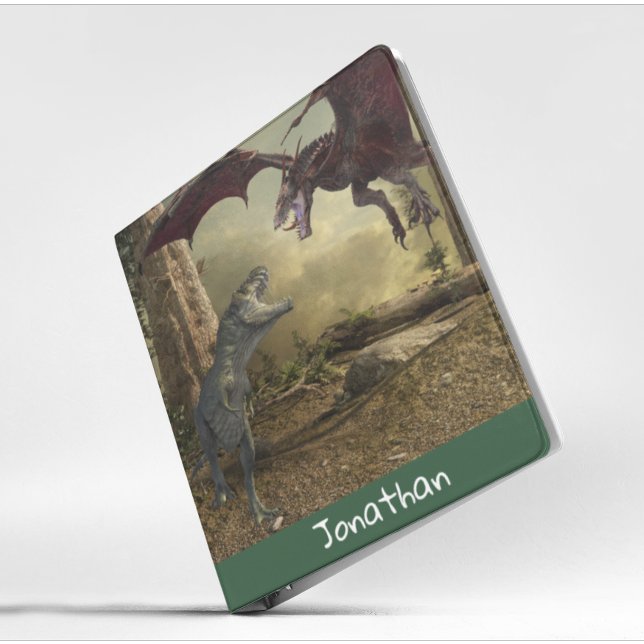 Dinosaur Dragon Tyrannosaurus Battle Name Monogram Binder (Creator Uploaded)