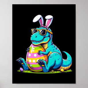 Dinosaur Easter Bunny Egg Happy Eastrawr T Rex Kid Poster