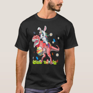 Dinosaur Easter Day Unicorn Riding T Rex Bunny Cos T-Shirt