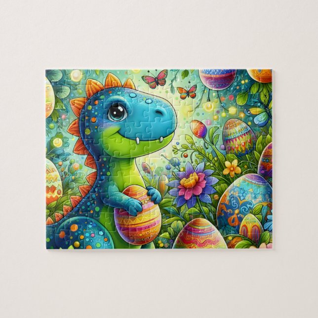Dinosaur Easter Egg Garden Jigsaw Puzzle (Horizontal)
