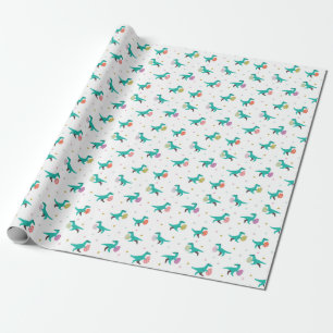 Dinosaur Easter Egg Hunt Pattern Wrapping Paper