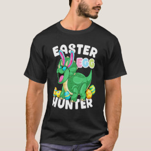 Dinosaur Easter Egg Hunter Triceratops Bunny Egg H T-Shirt