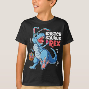 Dinosaur Easter Saurus T Rex Boys Girls Kids Bunny T-Shirt