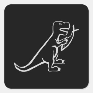 Dinosaur Eating Fish  Square Sticker