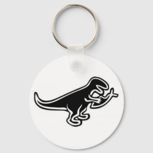 Dinosaur eating jesus fish keychain