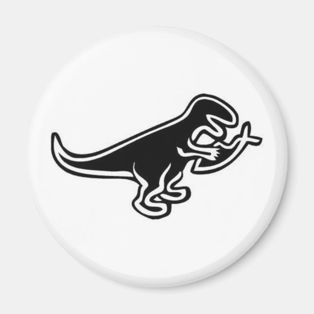 Dinosaur Eating Jesus Fish Magnet (Front)