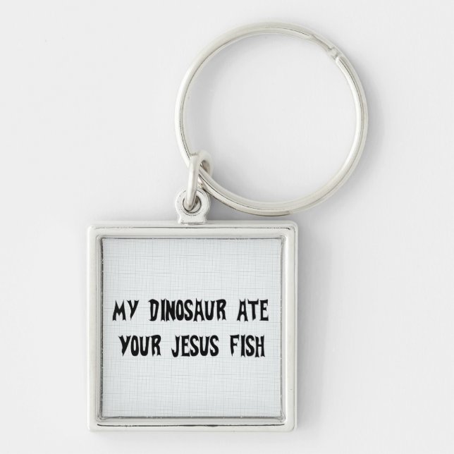Dinosaur Eats Jesus Fish Keychain (Front)
