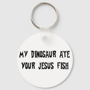 Dinosaur Eats Jesus Fish Keychain