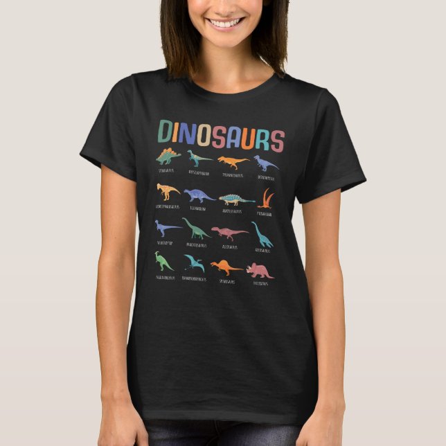 Dinosaur Education Triceratops Stegosaurus Trex T-Shirt (Front)