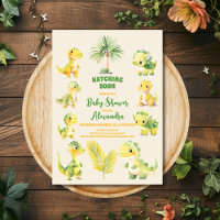 Dinosaur Egg Cute Watercolor Baby Shower Invitatio