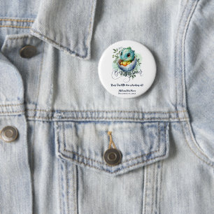 Dinosaur Egg Cute Watercolor Leaves Baby Shower 2 Inch Round Button