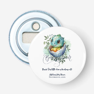 Dinosaur Egg Cute Watercolor Leaves Baby Shower Bottle Opener