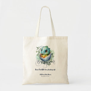 Dinosaur Egg Cute Watercolor Leaves Baby Shower Tote Bag